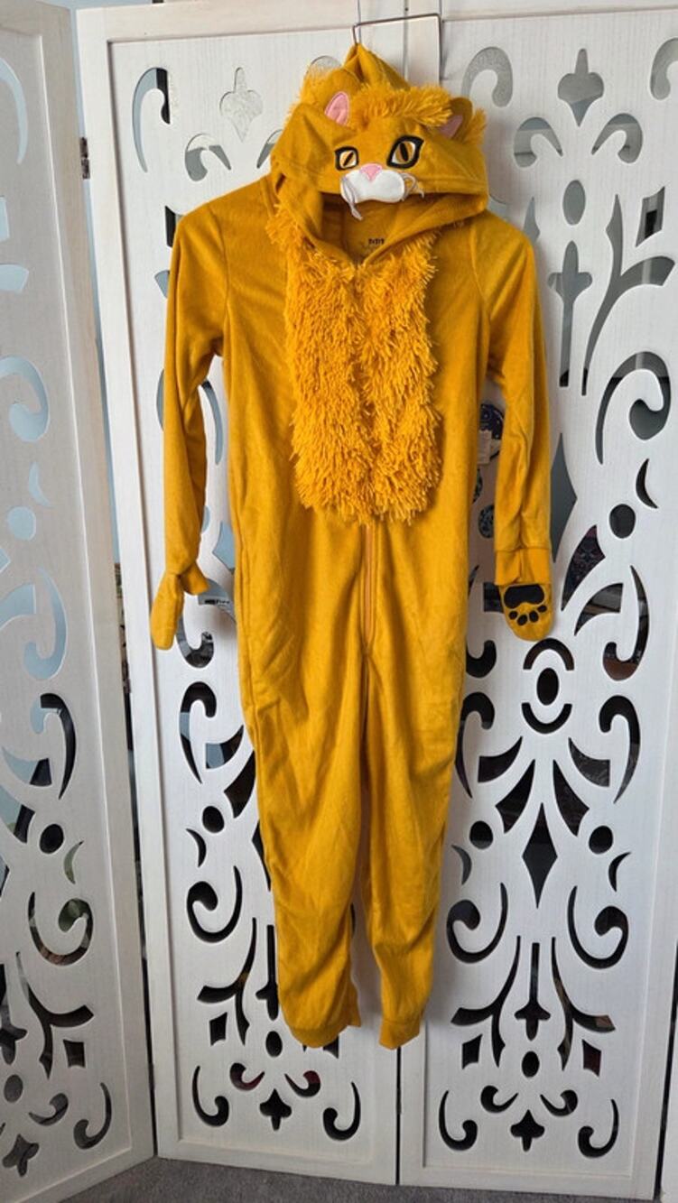 Famjammies Kids Lion Hooded One Piece Pajamas Costume Size 10 Large NWOT